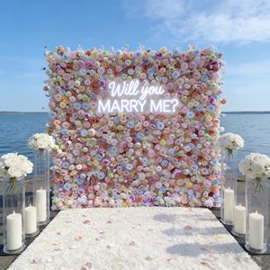 بيع بالجملة 3D 5D لفة زهرة جدار الحرير الاصطناعي الوردي الوردي الأبيض زهرة الجدار الفاخرة الزخرفية زهرة خلفية الجدار - Product Image 2