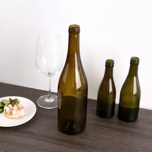 FDA fabrika özelleştirme boş cam şişe 750ml şarap şişeleri hiçbir alt yeşil cam şişeler