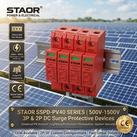 Parafoudre DC pour systèmes photovoltaïques solaires T2 20KA 40KA 2P 3P 4P 500V 600V 800V 1000V 1200V Protection contre les surtensions et la foudre