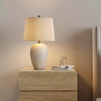 Lampe de table en céramique bleu côtier pour chambre à coucher, salon, salle à manger, entrée, avec abat-jour blanc