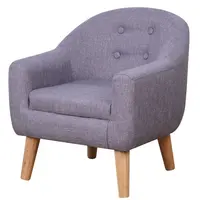 Sofá individual de tela para sala de estar, moderno, gris, con patas de madera