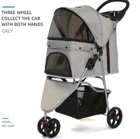 Poussette de luxe pliable et réglable pour animaux de compagnie et chiens, 4 roues, confortable, avec design détachable, chariot de voyage