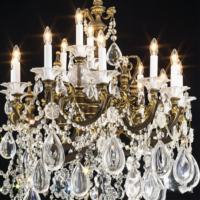 Lustre en cristal de verre européen baroque vintage, lampe suspendue de style bougie en métal bronze antique sur mesure pour l'éclairage des hôtels et des villas