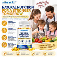 Complément Alimentaire en Capsules Molles de Calcium, Magnésium, Zinc et Vitamine D3 à Marque Blanche pour le Soutien Osseux et Articulaire et le Soutien Immunitaire des Adultes