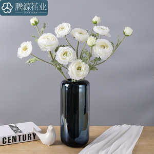 Flores artificiales blancas de seda, flores de Ranunculus, blanco, rosa, azul, loto, para decoración de mesa central de boda - Product Image 2