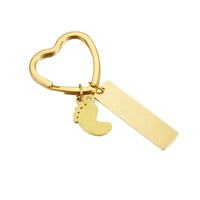 Porte-clés en métal personnalisable pendentif étiquette en acier inoxydable poli plaqué or design empreinte rectangulaire logo gravé vierge
