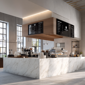 Modern Luxury Customized LED Light Coffee Shop Sofa Shopping Mall <b>Wooden</b> for up Cafe Reception Counter - Product Image 4