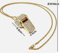 Article Tendance : Porte-clés sifflet double couche en alliage, strass et cristal, motif perle tendance, pendentif pour voiture ou sac, petit cadeau