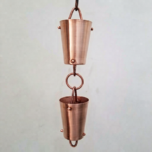 Chaîne de pluie décorative en verre et cuivre pour la collecte de l'eau, idéale pour les jardins, patios et extérieurs de maison - Product Image 1