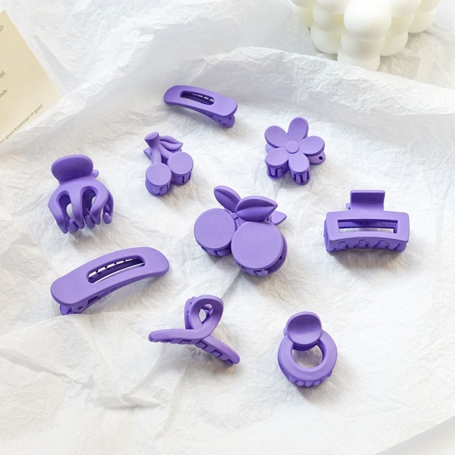 2024 New Fashion Purple Mini Hair Claw Clip Matte Hair Claw Clips Small Different Shape Cute Hair Clips with Claw for Women