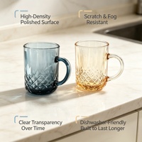 Élégante tasse en verre cristal avec anse, multicolore, 8 oz, pour boissons, vaisselle en verre alimentaire pour restaurant, fête, maison, cuisine