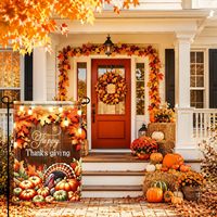 Drapeau de jardin personnalisé en polyester imperméable pour la décoration extérieure de la maison, de la pelouse et du jardin, thème récolte d'automne et Thanksgiving