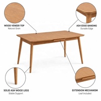 Table à manger rectangulaire extensible en chêne massif, moderne, luxueuse et écologique, pour la maison, l'hôtel, l'appartement