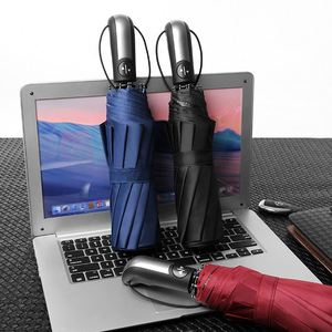 Parapluie de voyage compact haut de gamme, entièrement automatique, pliable en 3 sections, protection UV pour les jours ensoleillés et pluvieux - Product Image 2