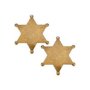 Badge étoile dorée rétro style western, accessoire de costume pour jeu de rôle cowboy/cowgirl, épingle en métal - Product Image 1