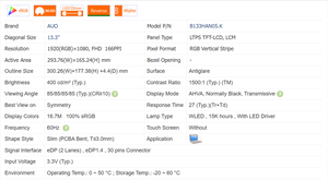 Panel de 13,3 pulgadas B133HAN05.K B133HAN06.8 1920*1080 60HZ LCD EDP/pantalla de ordenador portátil de 30 pines para DELL Latitude 5300 - Product Image 5