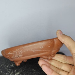 Pot à bonsaï en argile violette Yixing de haute qualité, fait main, non verni, avec pieds en forme de nuage - Product Image 4