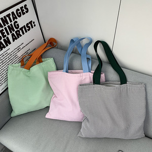 กระเป๋าผ้ากอสแซมเมอร์ลายทางสไตล์<span class=keywords><strong>เกาหลี</strong></span>: บล็อกสีสันสดใส เรียบง่าย ทันสมัย กว้างขวาง สะพายไหล่ได้ - Product Image 5