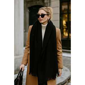 Écharpe longue en jacquard noir texturé doux et épais 70x180cm pour l'automne et l'été Sal1206 - Product Image 3