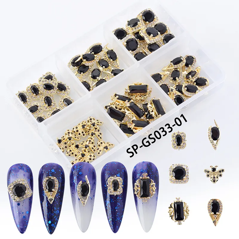 wholesale big rhinestone crystal nail charms zircon black diamond nail art accessories