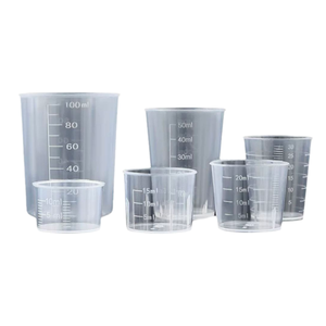 Petit gobelet en plastique avec échelle graduée 20ml30ml50ml100ml avec couvercle, gobelet en plastique jetable <span class=keywords><strong>empilable</strong></span> réutilisable, fournitures de laboratoire - Product Image 3