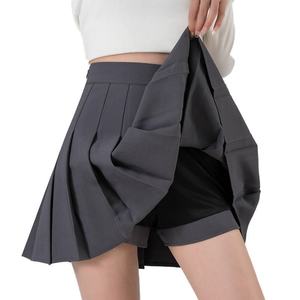 Falda mini plisada de cintura alta para mujer, estilo skater, para verano, informal, lisa, línea A, uniforme, sexy - Product Image 4