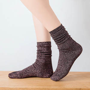 Chaussettes Slouch pour Femmes en Couleur Unie <span class=keywords><strong>Brillante</strong></span>, Matériel Soie Doré Argenté, Chaussettes Personnalisées à Paillettes - Product Image 3