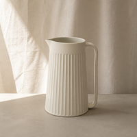 Ensemble de vases en céramique nervurée blanc mat ARM LVG Nordic, style moderne Wabi-sabi, pot à fleurs cannelé, carafe décorative pour la décoration de la maison, du bureau ou de la table