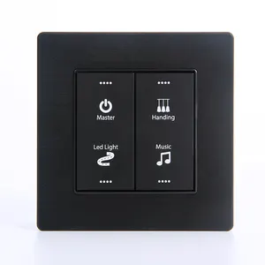 Black Aluminum panel Hotel Wall power switch doorplate Touch Switch 3 Button 6 Gang Luxury Hotel switch