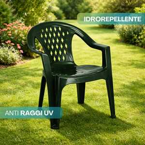 Sedie da Giardino Impilabili in Plastica con Braccioli 57x61.5x79 Cm, Resistenti, Schienale Basso, per Uso Esterno - Product Image 3