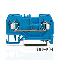 Wagos 280-904, bornier traversant à 2 conducteurs, adapté aux applications Ex I ; marquage central ; rail DIN 35x15 et 35x7.5 bleu