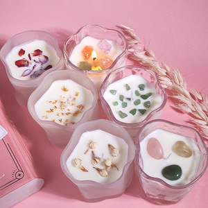 Lanjo Twist <b>Cup</b> Crystal Dried Flower Scented Candle Soy Wax Smokeless Bedroom Ambient Scented Candle Scented Gift - Product Image 1