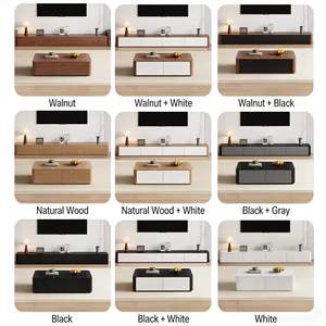 Soporte de <span class=keywords><strong>TV</strong></span> duradero de hierro y madera con diseño contemporáneo para montaje en pared, compatible con televisores de 65 pulgadas en adelante - Product Image 6