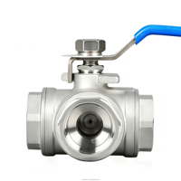 Vanne à bille en acier inoxydable à 3 voies DN15-DN50, vanne à bille filetée à port en T BSPP BSPT, vanne de régulation de débit manuelle pour eau, gaz, huile