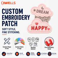 Patch brodé esthétique personnalisé AWELLS, motif nuage de fleurs pastel, pour vêtements de boutique et accessoires de sacs