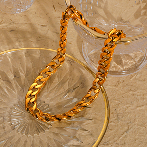 Cadena Cubana Gruesa de Acero Inoxidable con Baño de Oro 18K PVD para Hombre y Mujer, Estilo Hip Hop, Tipo Cuerda de Serpiente - Product Image 1