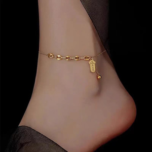 Chaîne de <span class=keywords><strong>pied</strong></span> à sensation avancée de style coréen Bracelet de cheville en acier au titane simple pour femmes Chaîne de <span class=keywords><strong>pied</strong></span> <span class=keywords><strong>nu</strong></span> en acier inoxydable tout match directe - Product Image 2