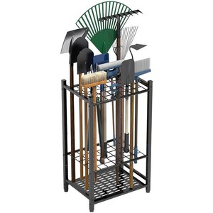 Étagère de rangement pour outils de jardin en fer à 3 niveaux avec pieds réglables pour équipement de nettoyage de jardin - Product Image 1