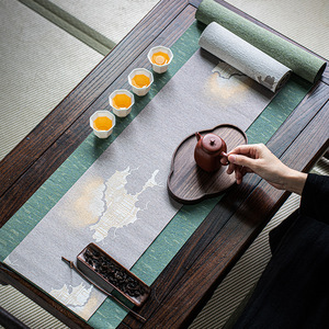 Tapis de thé de style chinois Cloud Pavilion, forme irrégulière, résistant à la chaleur, pour la cérémonie du thé à domicile, pour le thé Kung Fu - Product Image 1