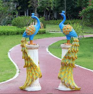 Scultura da Giardino Personalizzata a Grandezza Naturale, <span class=keywords><strong>Pavone</strong></span> Blu Luminoso in Resina Realistica Dipinta a Mano, Durevole e di Alta Qualità - Product Image 1