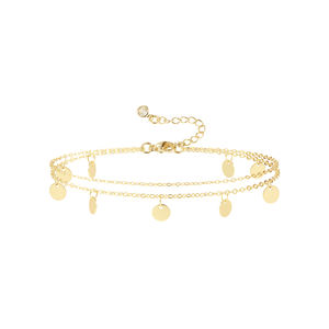 थोक ग्रीष्मकालीन समुद्र तट के टखने 21 + 4 सेमी सोने की प्लेटेड डबल-लेयर पेलेंट राउंड पीस चेन - Product Image 6