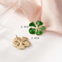 Boucles d'oreilles en émail floral fleur mode bijoux fins plaqué or à la mode boucle d'oreille coréenne élégante femmes accessoires de mode goujon