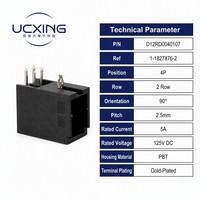 1-1827876-2 D1200 4-Pin Kabel-zu-Platine-Steckverbinder 90 Grad Rechtwinklig 2,5mm Rastermaß 5A 125V OEM ODM Muster Verfügbar