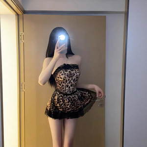 Sexy lingerie, lace, leopard print, catwoman, innocent and seductive maid uniform, tempting cook, maid, passionate bed set - Product Image 3