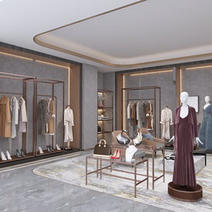 ชั้นวางแสดงเสื้อผ้าโลหะระดับไฮเอนด์สำหรับร้านตัดเย็บเสื้อผ้าสไตล์บูติกโรสโกลด์ - Product Image 2