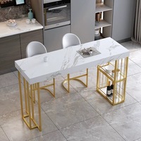Table de bar de luxe en métal et pierre, pour cuisine ouverte, villa, îlot de cuisine haut de gamme, table simple pour salon, restaurant, ou meuble de séparation