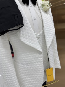 Nouveau <span class=keywords><strong>Costume</strong></span> de <span class=keywords><strong>Mariage</strong></span> pour Homme <span class=keywords><strong>Blanc</strong></span> <span class=keywords><strong>Noir</strong></span>, Ensemble 3 Pièces Jacquard Coupe Slim pour Marié <span class=keywords><strong>et</strong></span> Affaires - Product Image 3