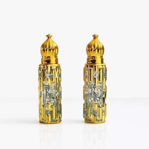 En stock, flacon de parfum en verre à bille de style moyen-oriental, plaqué or, 0,2 oz, 0,4 oz, flacons à bille en verre vides - Product Image 1