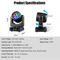 Luz de escenario móvil Bee Eye 7x40W con anillo LED RGBW, zoom, DMX512 para fiestas, eventos, bodas y DJ