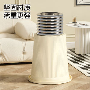 Poubelle en plastique ronde jaune crème, grande capacité, anti-odeur, utilisation intérieure pour la maison, la salle de bain, la cuisine, le salon, la chambre à coucher - Product Image 3